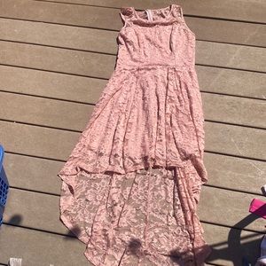 pink floral high low dress